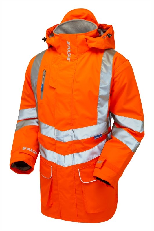 Hi-Vis Orange Mesh Lined Storm Coat Waterproof PR499-ORG