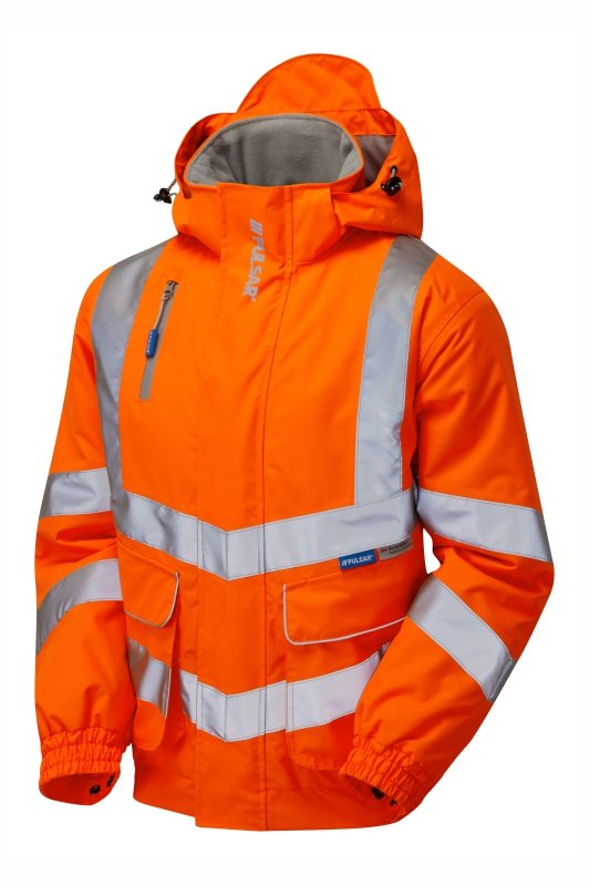 Hi-Vis Orange Padded Bomber Jacket Waterproof PR496-ORG