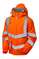 Hi-Vis Orange Padded Bomber Jacket Waterproof PR496-ORG