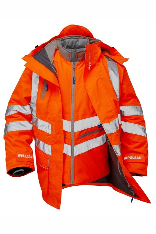PULSAR Hi-Vis 7-in-1 Storm Coat - Waterproof Safety Jacket