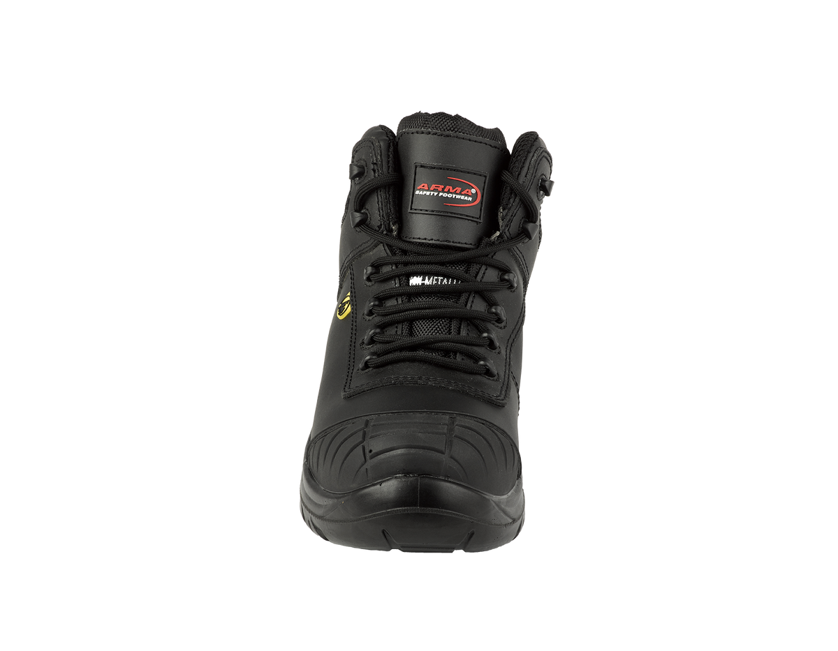 A13-FALCON S3 Metal-Free ESD Safety Boots – Black Leather, SRC Slip Resistant