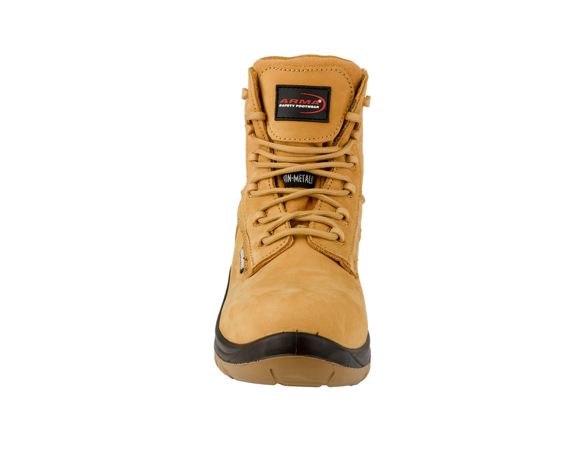 A15-STRYKER S3 Waterproof Metal-Free Safety Boots – Honey Nubuck Leather, SRC Slip Resistant