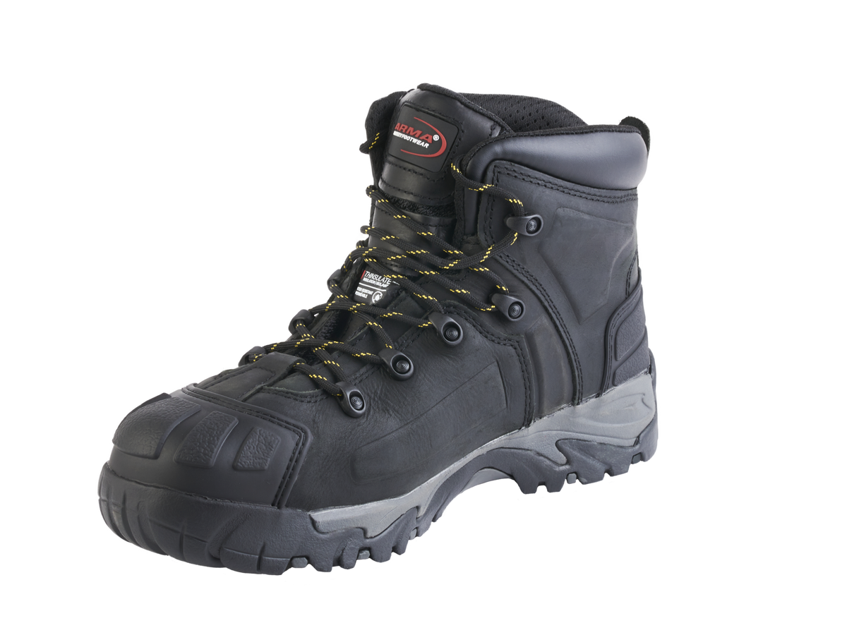 A24-WILDCAT S3 Waterproof Safety Boot – Black Leather, Metal-Free, Thinsulate-Lined