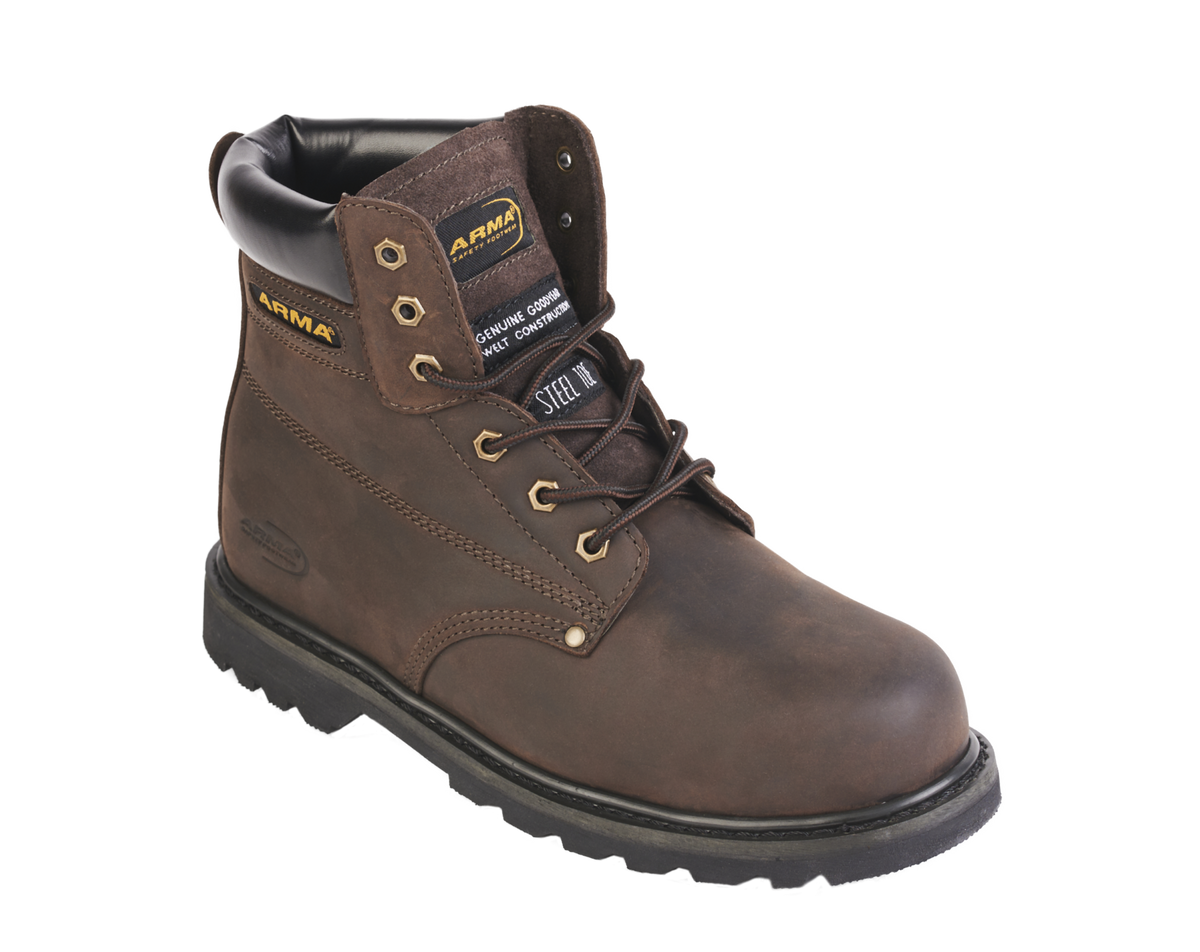 A29-CHALLENGER S3 SRC HRO Brown Leather Safety Boots – Work Footwear