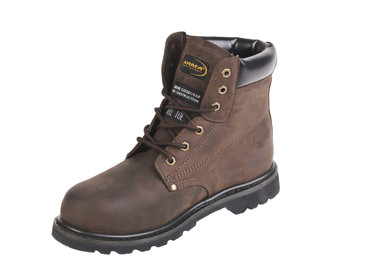 A29-CHALLENGER S3 SRC HRO Brown Leather Safety Boots – Work Footwear