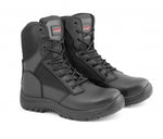 A6-WARRIOR S3 Black Leather Zip Side Safety Boots – Steel Toe, Memory Foam, SRC Slip Rated