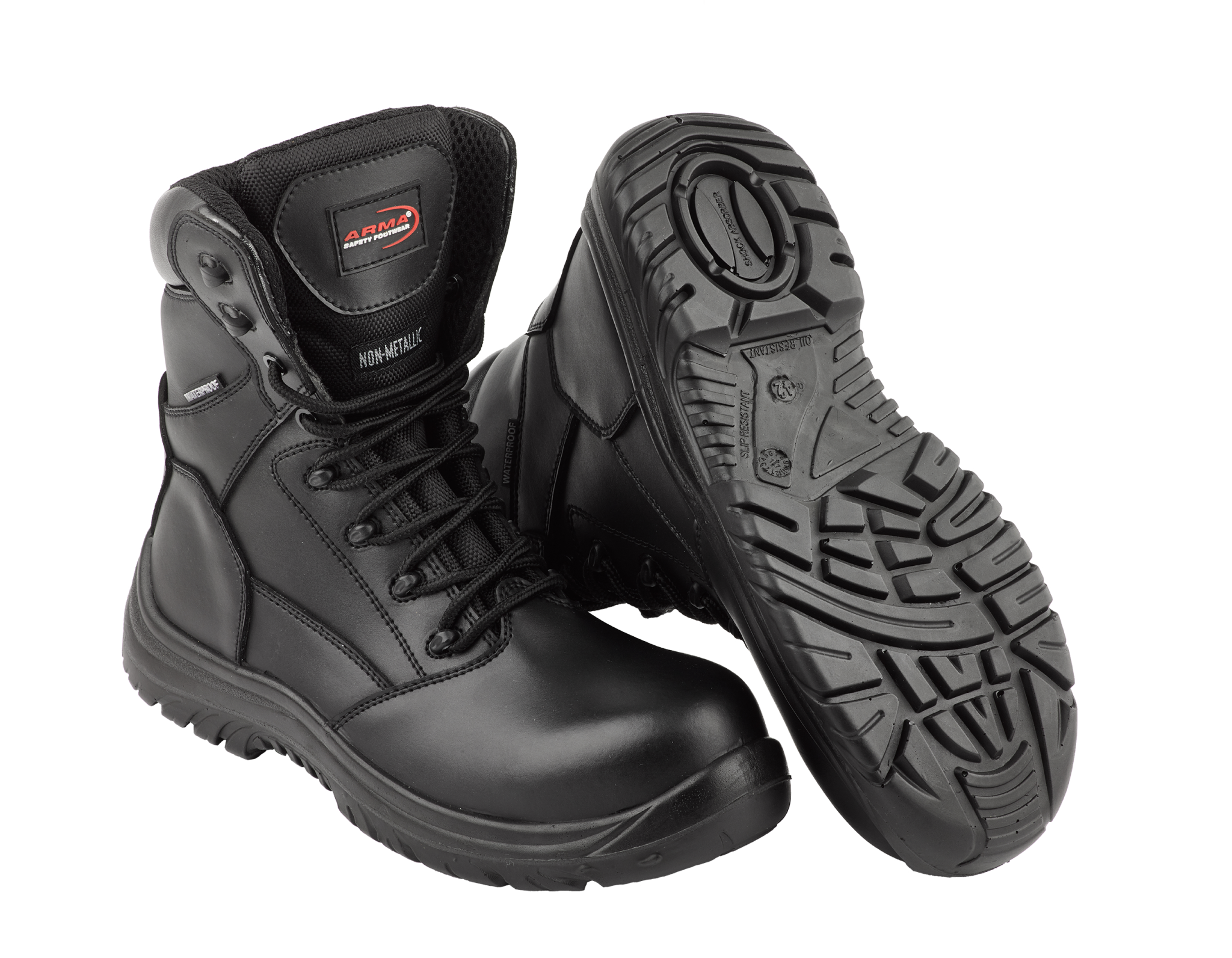 A8-SCOUT S3 Waterproof Metal-Free Safety Combat Boots – Black