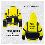 Custom Print Hi-Vis Waterproof Bomber Jacket - Yellow/Navy