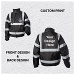 Custom Print Hi-Vis Waterproof Bomber Jacket - Black