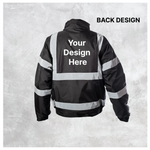 Custom Print Hi-Vis Waterproof Bomber Jacket - Black
