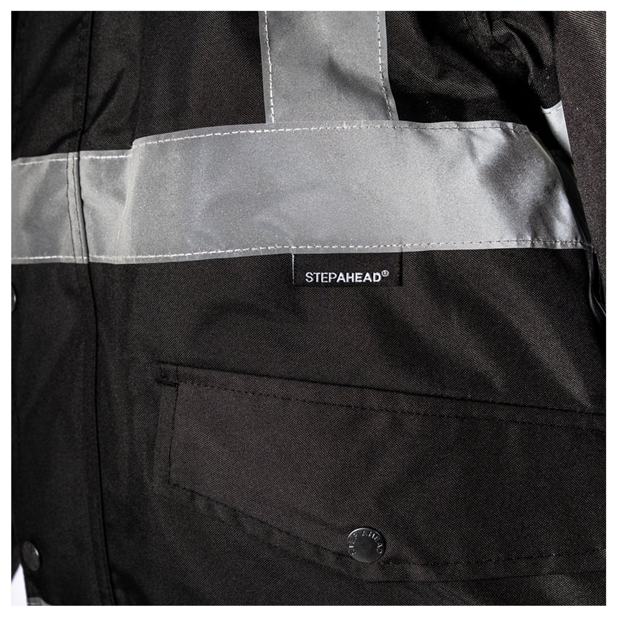 Custom Print Hi-Vis Waterproof Bomber Jacket - Black