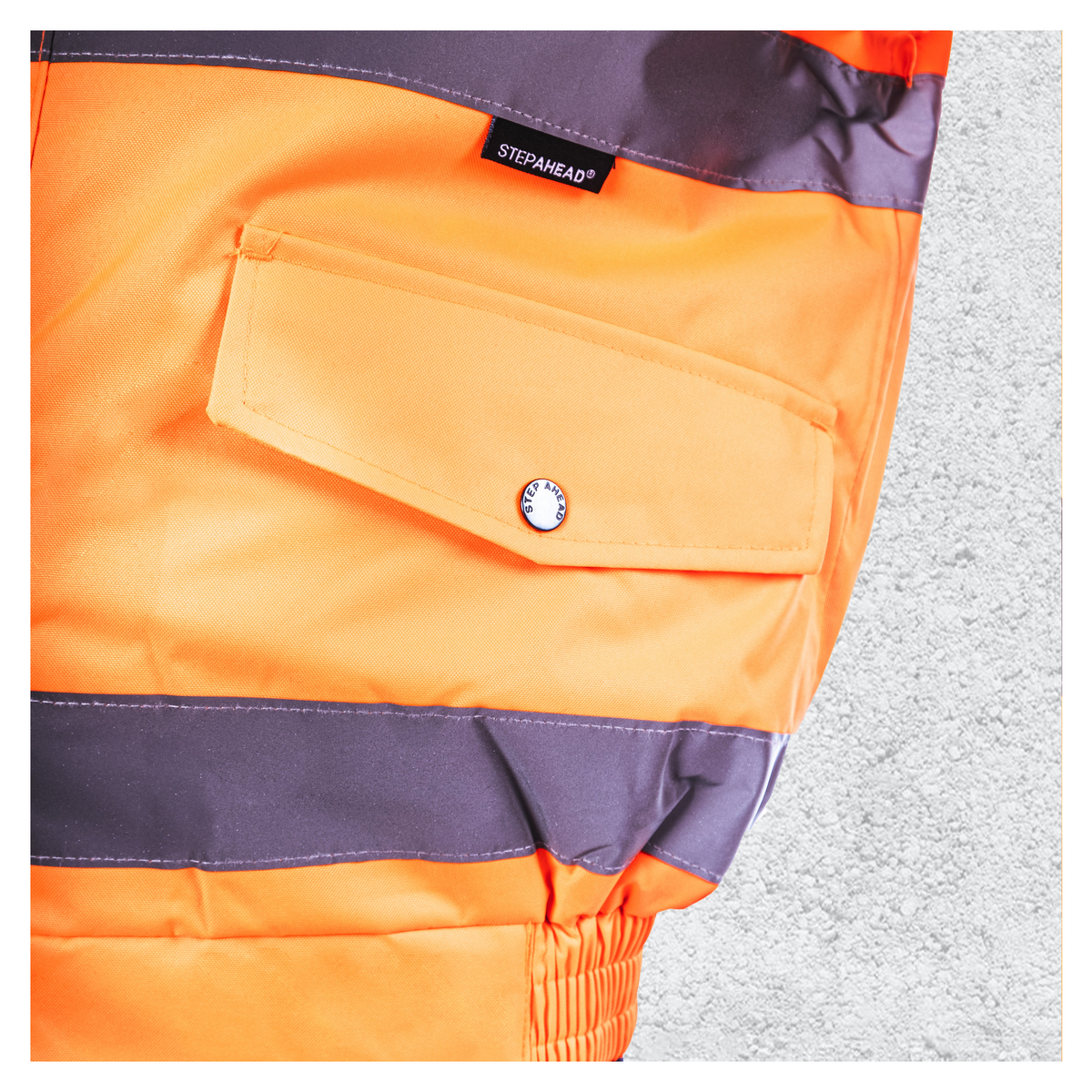 Custom Print Hi-Vis Waterproof Bomber Jacket - Orange