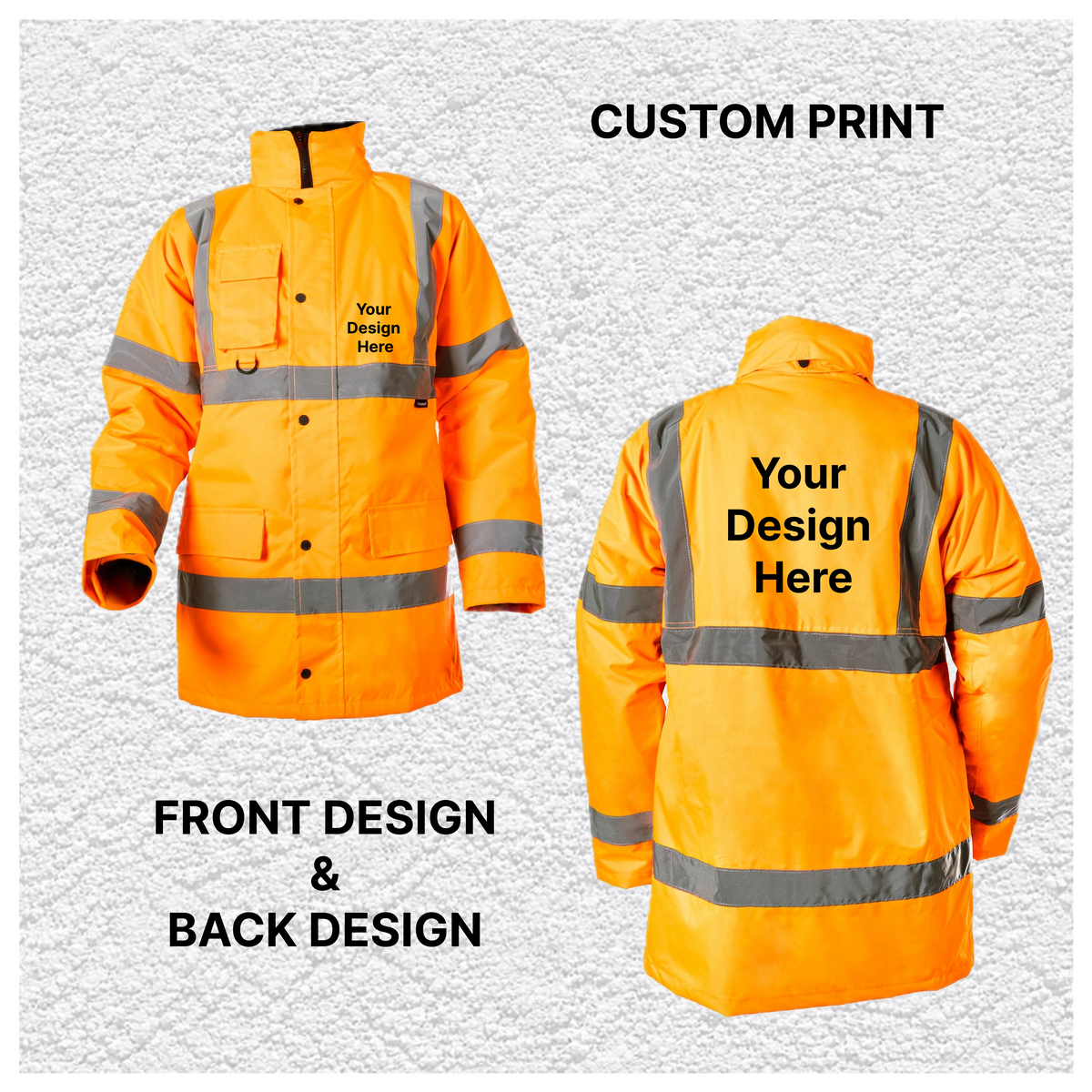 Custom Print Hi Vis Waterproof Parka Jacket – Orange