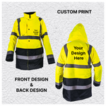 Custom Print Hi Vis Two Tone Parka Jacket - Yellow / Navy