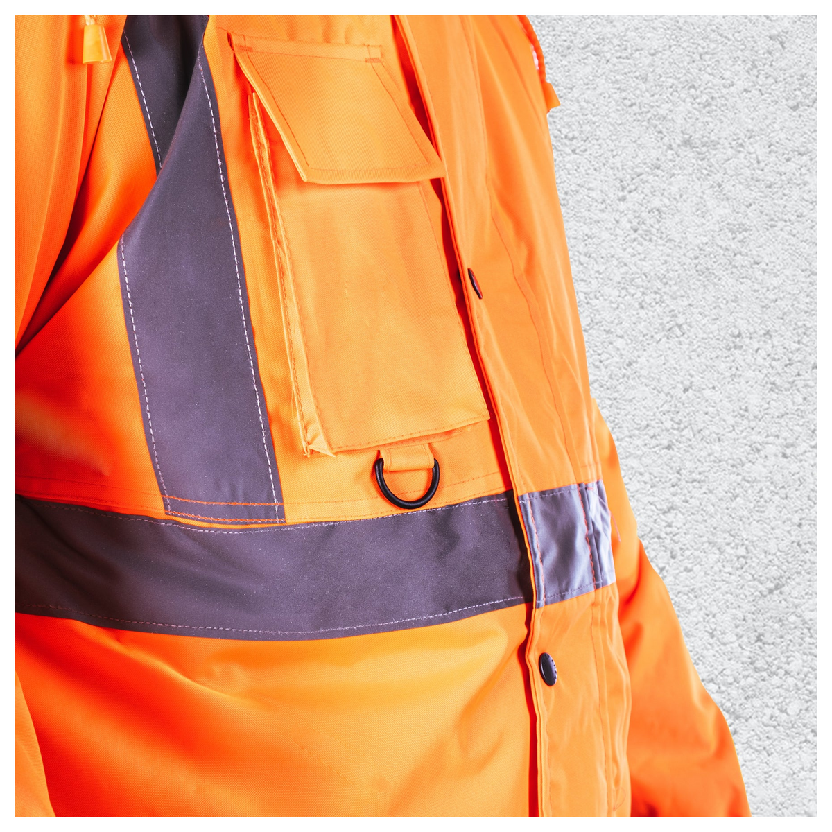 Custom Print Hi Vis Two Tone Parka Jacket - Orange / Navy