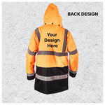 Custom Print Hi Vis Two Tone Parka Jacket - Orange / Navy