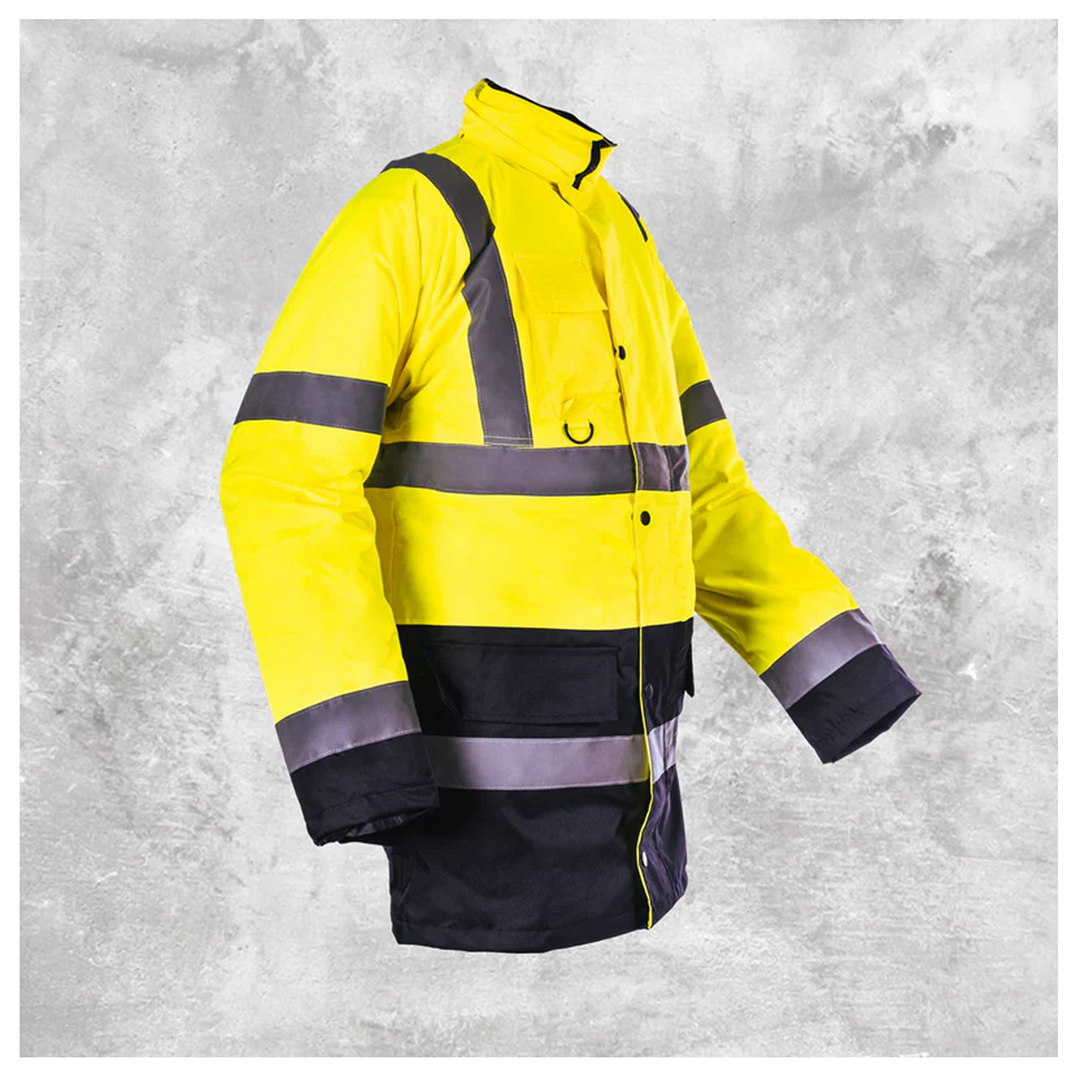 Custom Print Hi Vis Two Tone Parka Jacket - Yellow / Navy