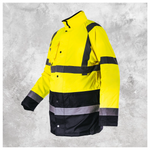 Custom Print Hi Vis Two Tone Parka Jacket - Yellow / Navy