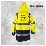 Custom Print Hi Vis Two Tone Parka Jacket - Yellow / Navy