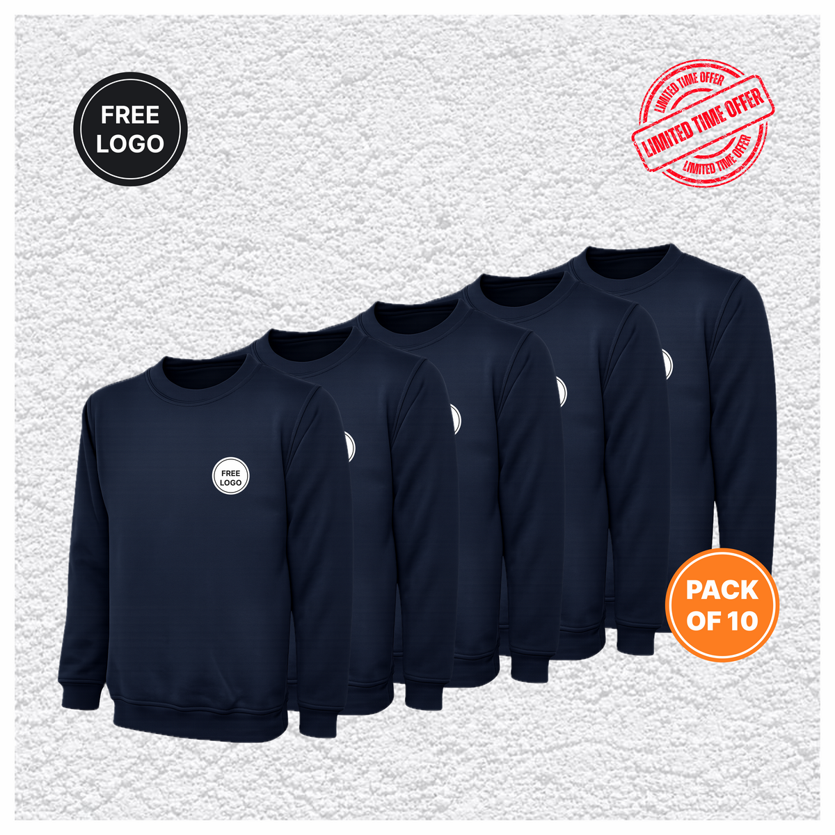 10 X Classic Sweatshirt – Free Custom Print