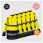5 X Custom Print Hi Vis Two Tone Parka Jacket