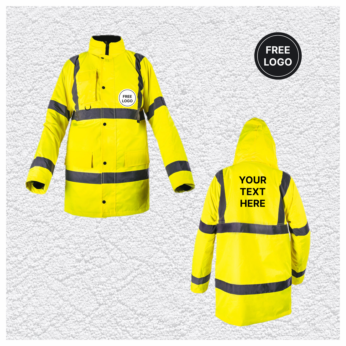 5 X Custom Print Hi Vis Waterproof Parka Jacket