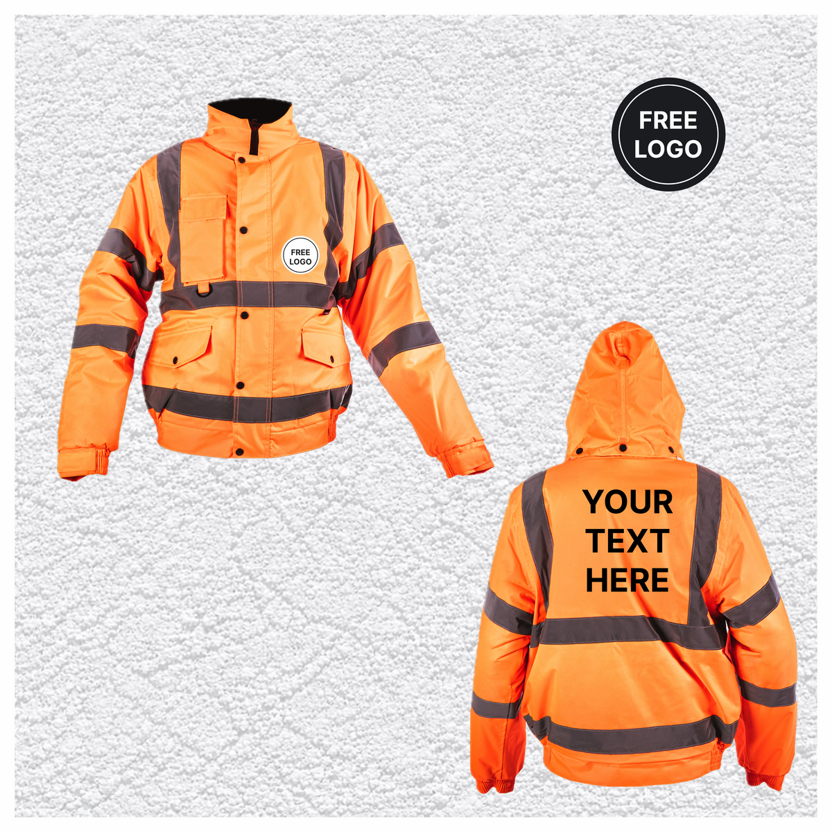5 X Custom Print Hi-Vis Waterproof Bomber Jacket