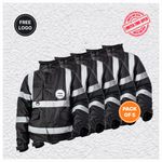 5 X Custom Print Hi-Vis Waterproof Bomber Jacket - Black