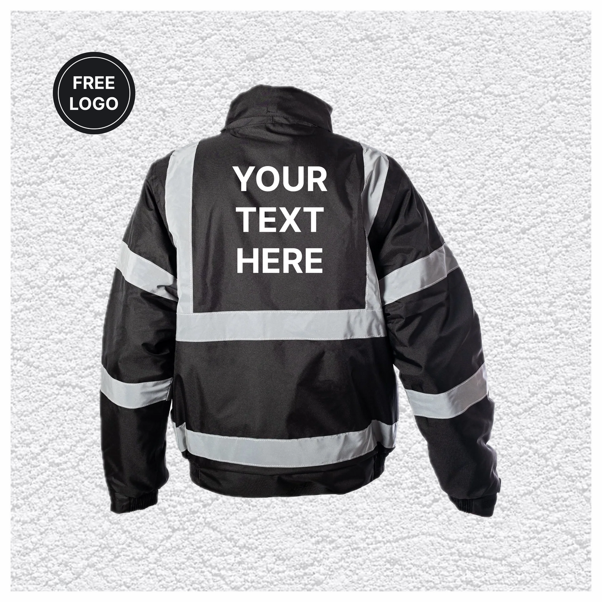 5 X Custom Print Hi-Vis Waterproof Bomber Jacket - Black