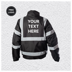 5 X Custom Print Hi-Vis Waterproof Bomber Jacket - Black