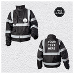 5 X Custom Print Hi-Vis Waterproof Bomber Jacket - Black