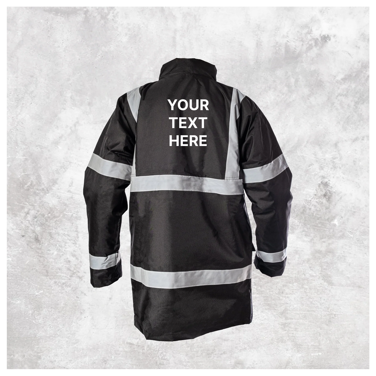 Custom Print Hi Vis Waterproof Parka Jacket – Black