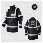 5 X Custom Print Hi Vis Waterproof Parka Jacket - Black