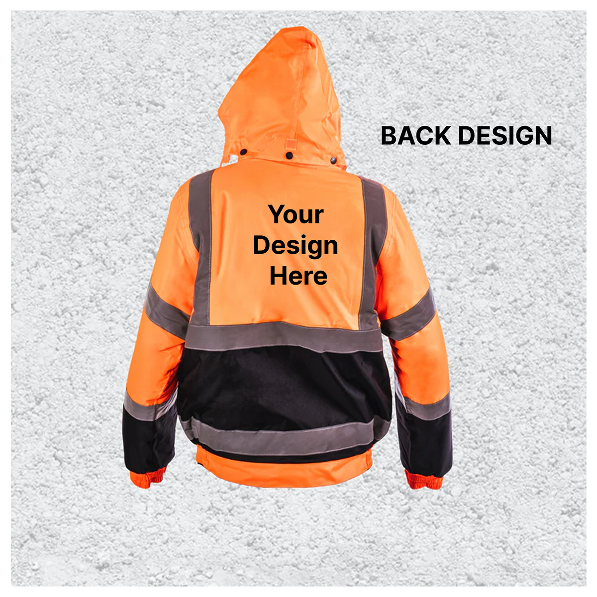 Custom Print Hi-Vis Waterproof Bomber Jacket - Orange/Navy