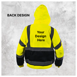 Custom Print Hi-Vis Waterproof Bomber Jacket - Yellow/Navy