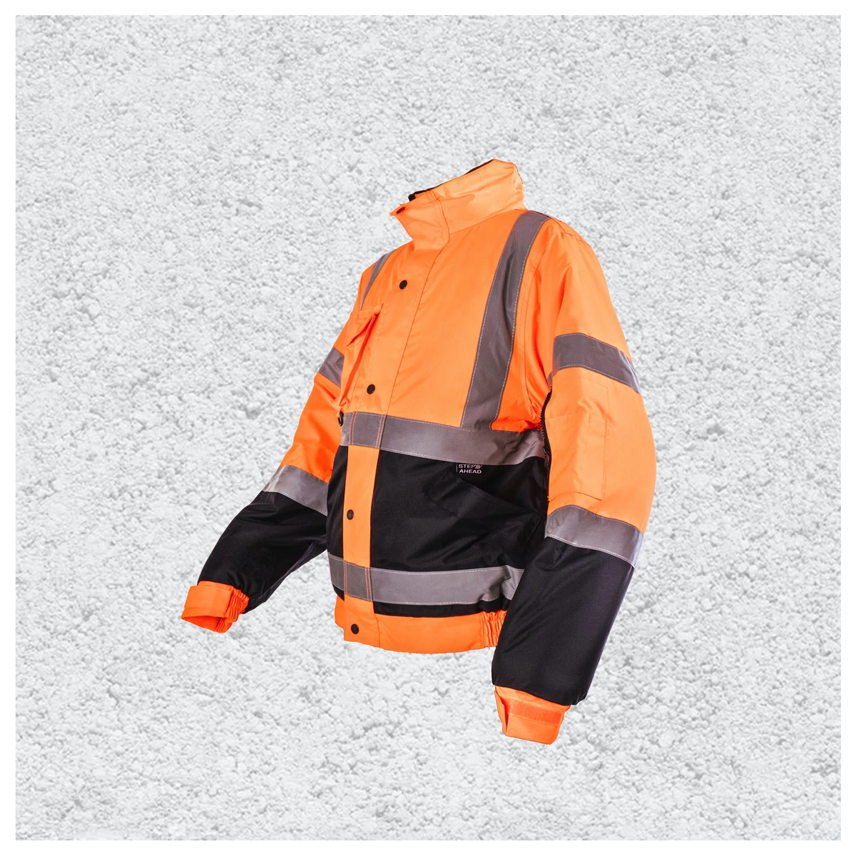 Custom Print Hi-Vis Waterproof Bomber Jacket - Orange/Navy