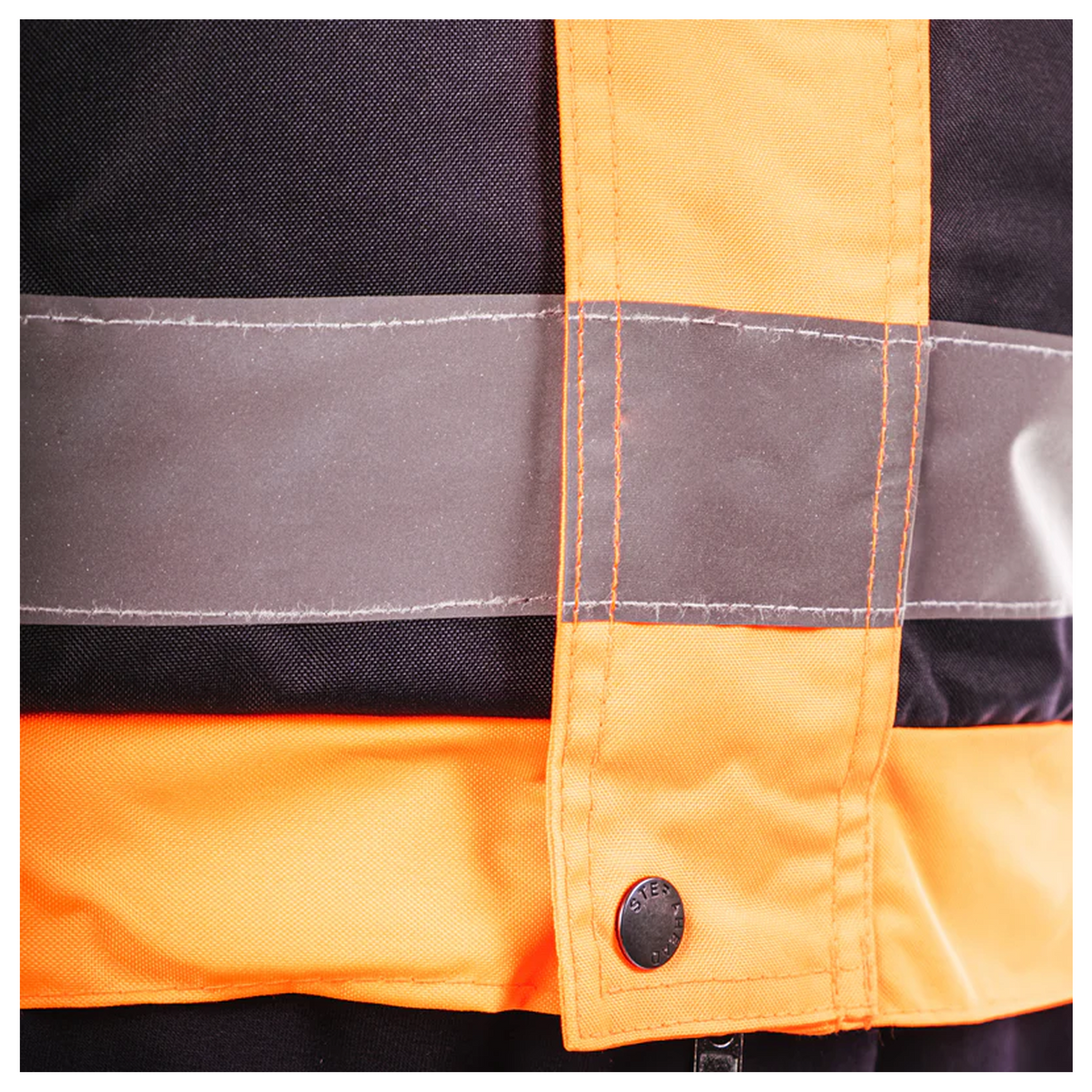 Custom Print Hi-Vis Waterproof Bomber Jacket - Orange/Navy