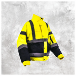 Custom Print Hi-Vis Waterproof Bomber Jacket - Yellow/Navy