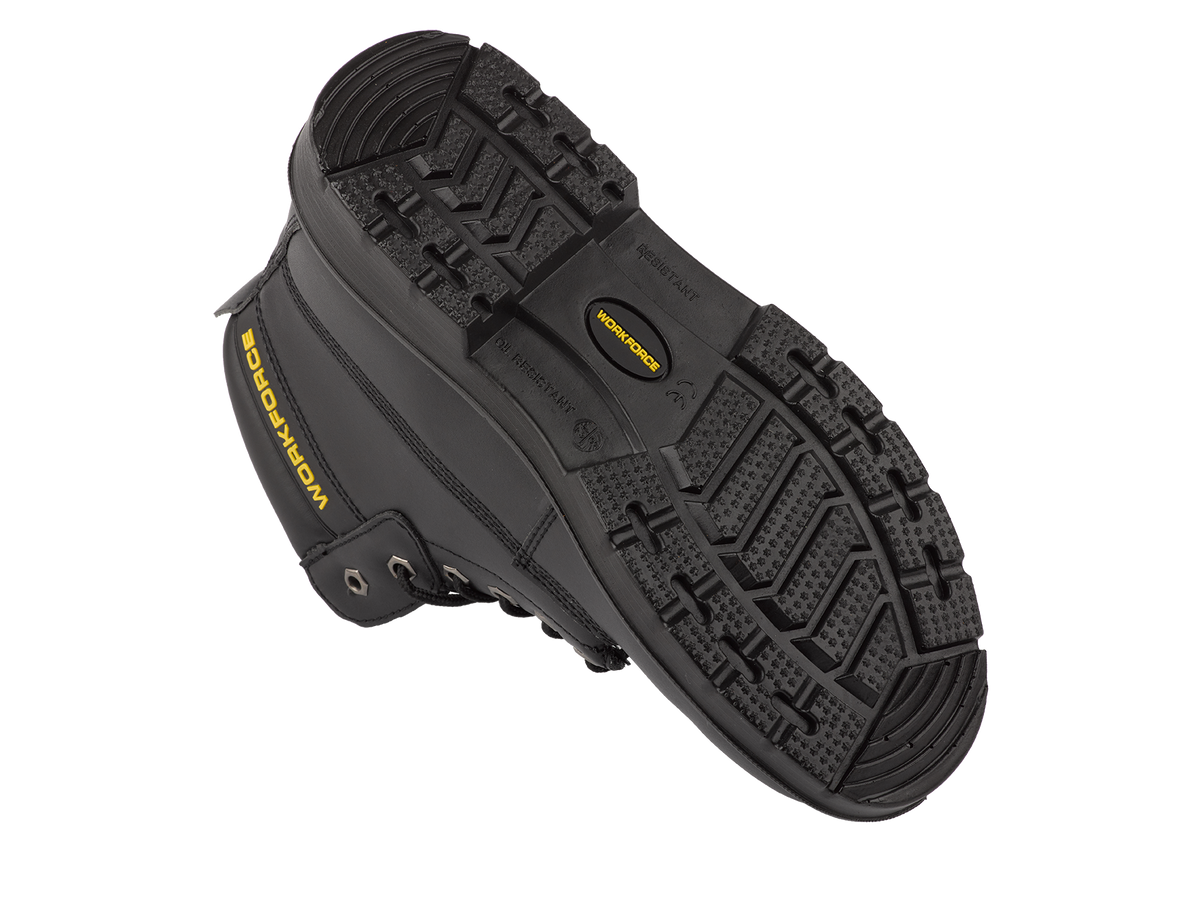 Workforce WF302-P Black Leather Safety Boot – S1P | SRC | Durable & Comfortable