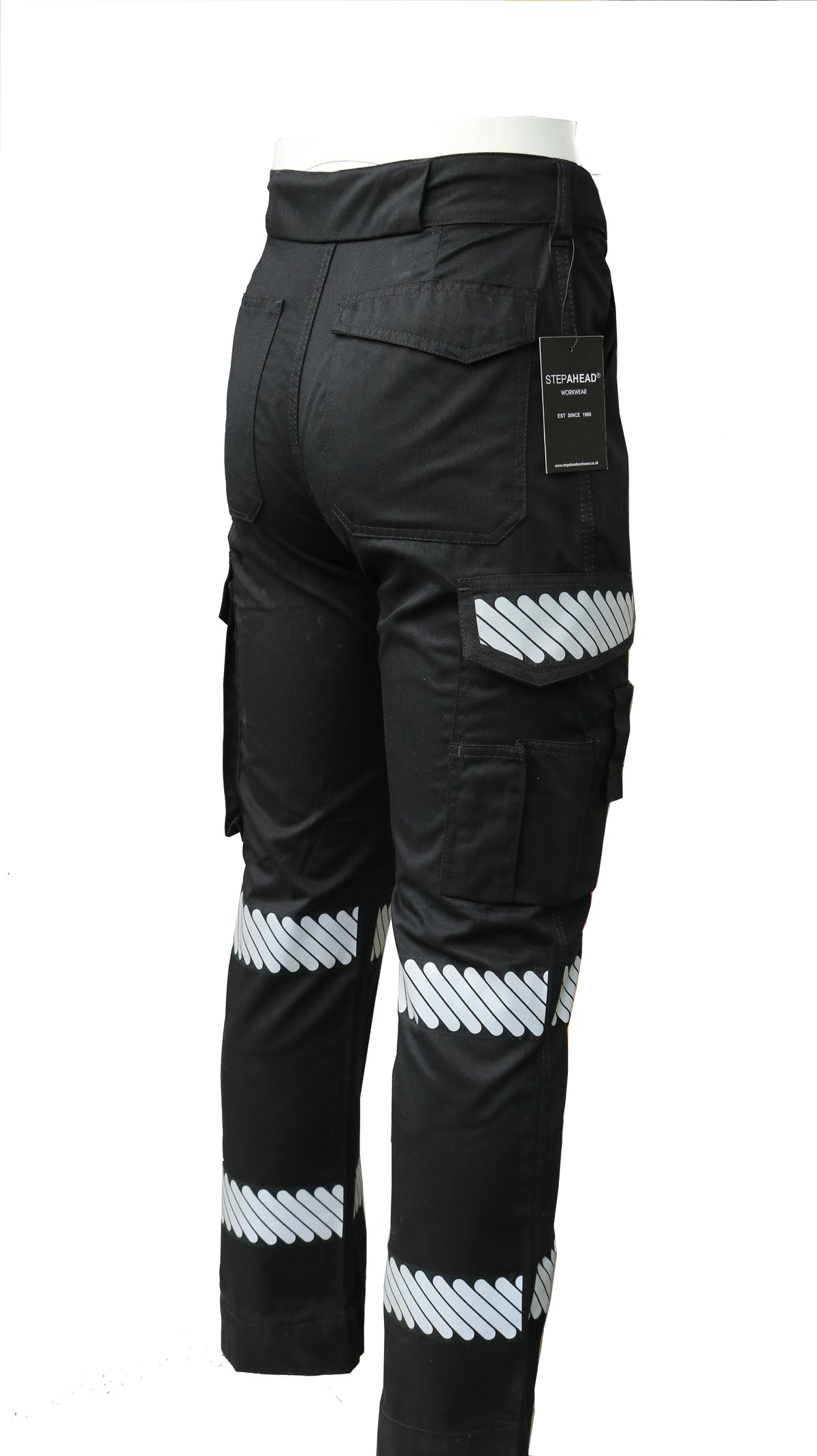 Step Ahead Men's Premium Workwear Trousers – Durable Polyester/Cotton Blend – Reflective Tape, Cargo Pockets, Knee Pad Compatible