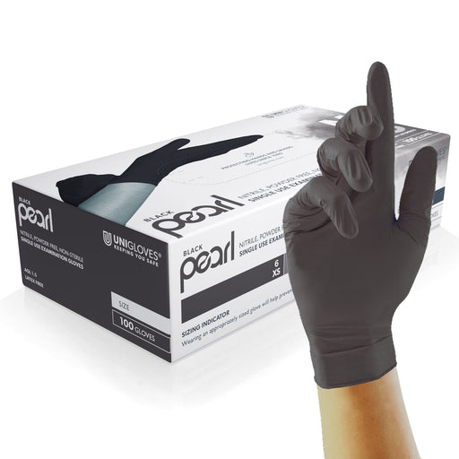 Unigloves Black Pearl Powder Free Nitrile Medical Disposable Gloves