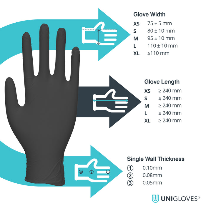 unigloves black powder free tattoo disposable gloves