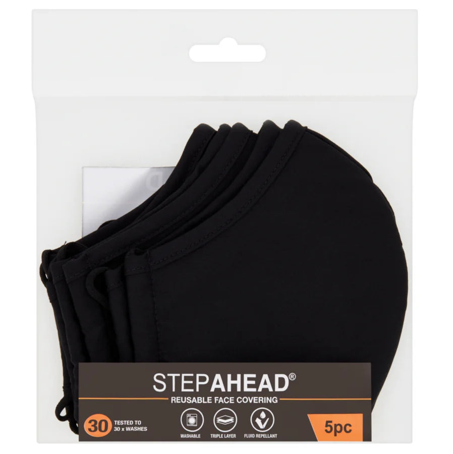 StepAhead Reusable Face Mask – 5 Pack | Washable, Triple Layered, Comfortable