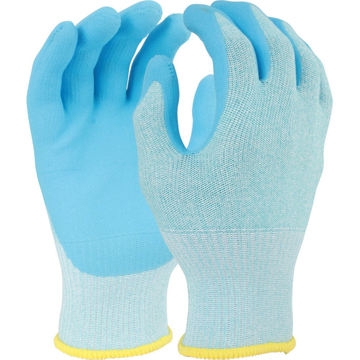 SkyBlue-XE Microfoam Palm Coated Cut Level E Gloves - Food Approved