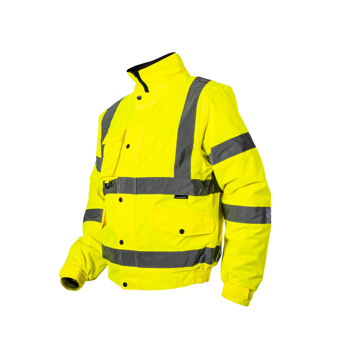 Hi-Viz Bomber Jacket | Class 3 Waterproof Workwear with Fleece Collar