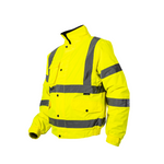 Hi-Viz Bomber Jacket | Class 3 Waterproof Workwear with Fleece Collar