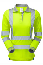 Women's Hi-Vis Yellow Long Sleeve Polo Shirt P702-YEL
