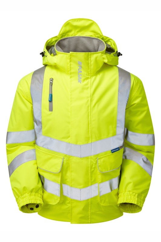 Hi-Vis Yellow Padded Bomber Jacket Waterproof P191-YEL