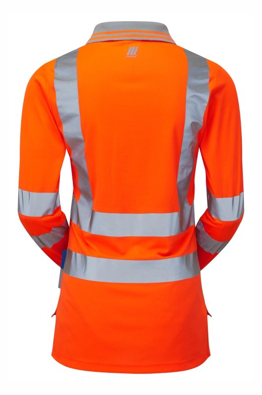 Women's Hi-Vis Orange Long Sleeve Polo Shirt PR703-ORG