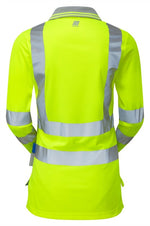 Women's Hi-Vis Yellow Long Sleeve Polo Shirt P702-YEL